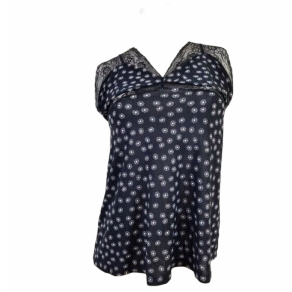 3/$25 Nanette Lepore S Black Off White Top Lace
